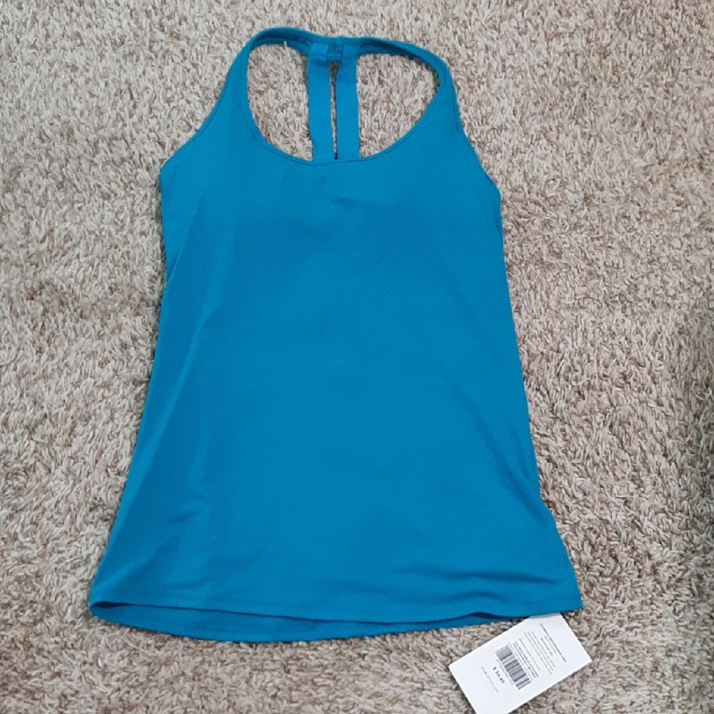Fabletics Blue Fitted Backless Tank Top